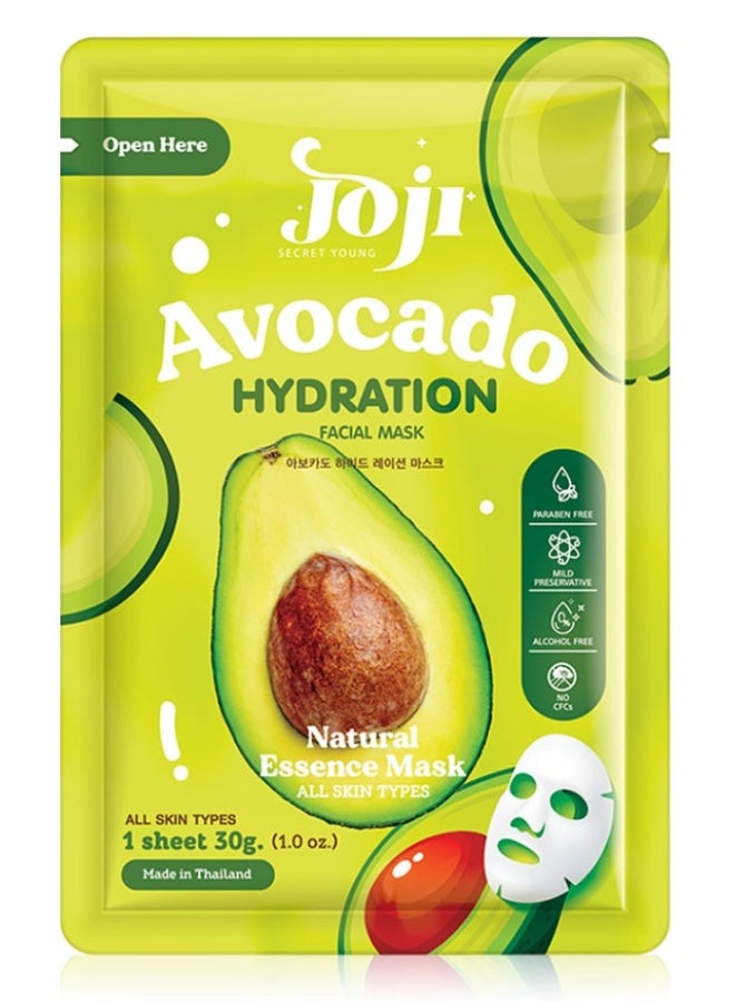 Joji Avocado Hydration Facial Mask 30g (1 sheet) | Deep Moisturizing, Nourishing & Soothing Sheet Mask for Soft, Radiant Skin - Image 1