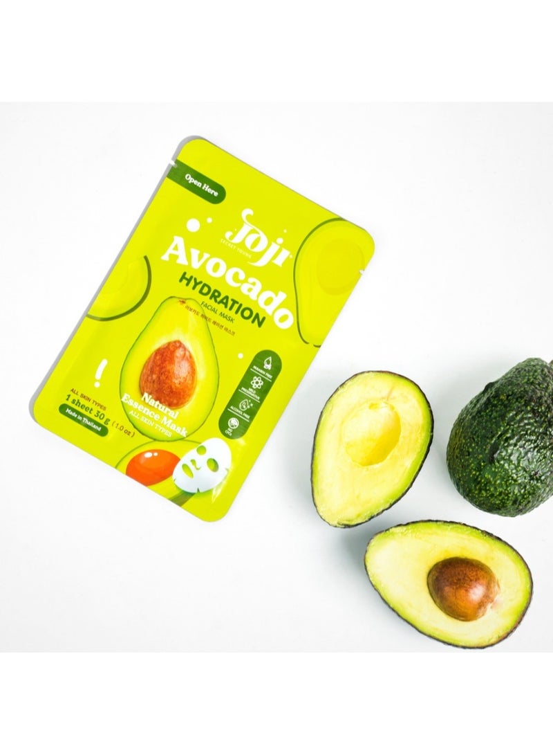 Joji Avocado Hydration Facial Mask 30g (1 sheet) | Deep Moisturizing, Nourishing & Soothing Sheet Mask for Soft, Radiant Skin - Image 2