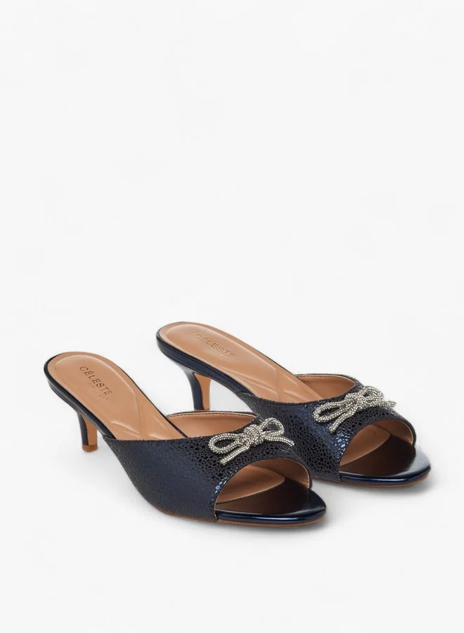 سيليست صنادل بكعب هريرة مزينة بفيونكة للسيدات