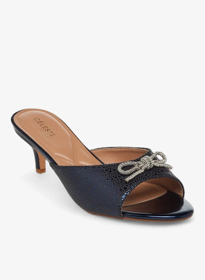 Celeste Women Embellished Bow Kitten Heel Sandals Ramadan Collection
