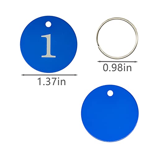 StayMax Round Aluminum Engraved Number Tags Key Tags ID Tags (1-25, Blue) - Image 2