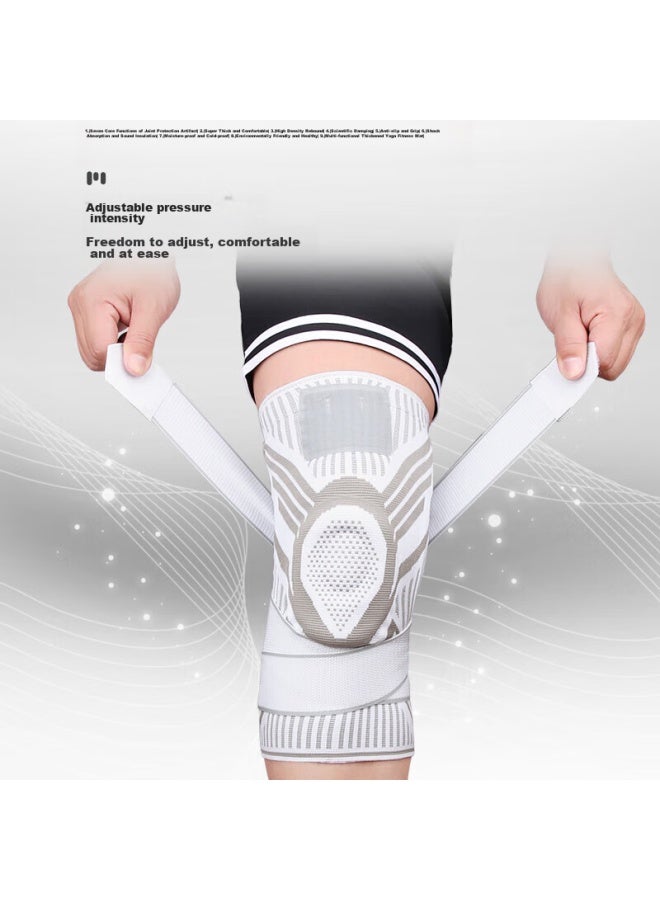 Gingpai Sport Sports Knee Brace, Professional Basketball Running Knee Protector, Meniscus Injury Protection Sleeve, Strap, Joint Support, Large Size, Hiking, For Men, White, Size M - Image 4