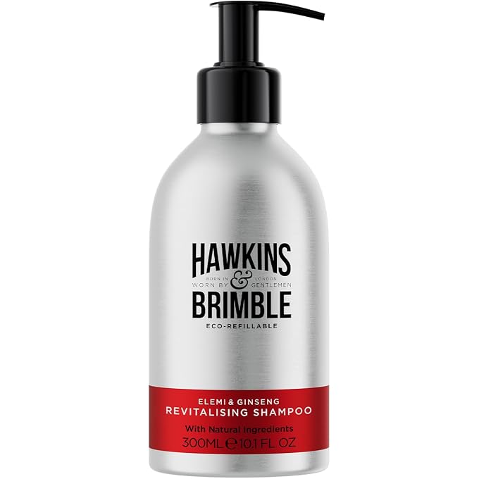 Hawkins & Brimble Shampoo Eco-Refillable Bottle 300ml For Mens Revitalise Hair Dry Scalp Naturally Fragranced | Bottle for Life Eco Friendly (Hair Shampoo Eco Refill) - Image 1