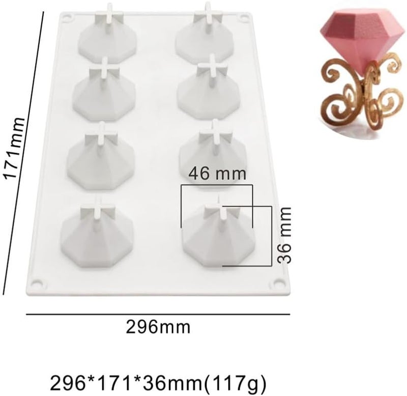 mostsom 3D Diamond Gem Silicone Ice Cube Tray Mold Biscuit Chocolate Fondant Mould Epoxy Resin Clay Craft Art Handmade Ice DIY Molds (Diamond J_11.84 X6.84 X1.44inch) - Image 5