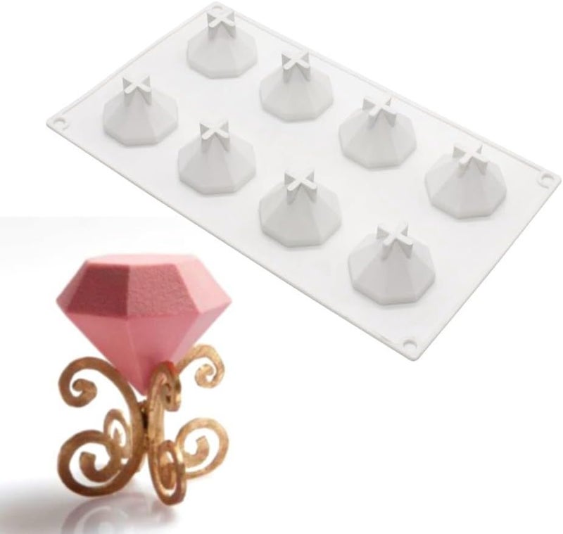 mostsom 3D Diamond Gem Silicone Ice Cube Tray Mold Biscuit Chocolate Fondant Mould Epoxy Resin Clay Craft Art Handmade Ice DIY Molds (Diamond J_11.84 X6.84 X1.44inch) - Image 1