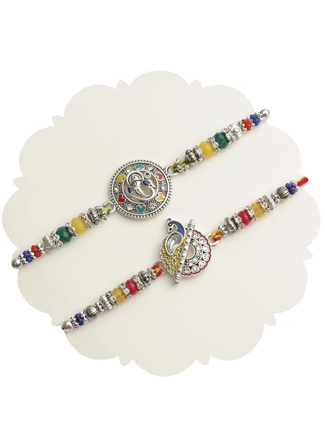 TIED RIBBONS Rakhi for Brother Set of 2 - Silver Ganesh Rakhi for Brother Men Bhaiya Kids Boys with Greeting Card and Tikka - Bracelet Rakhi for Brother  - Image 5