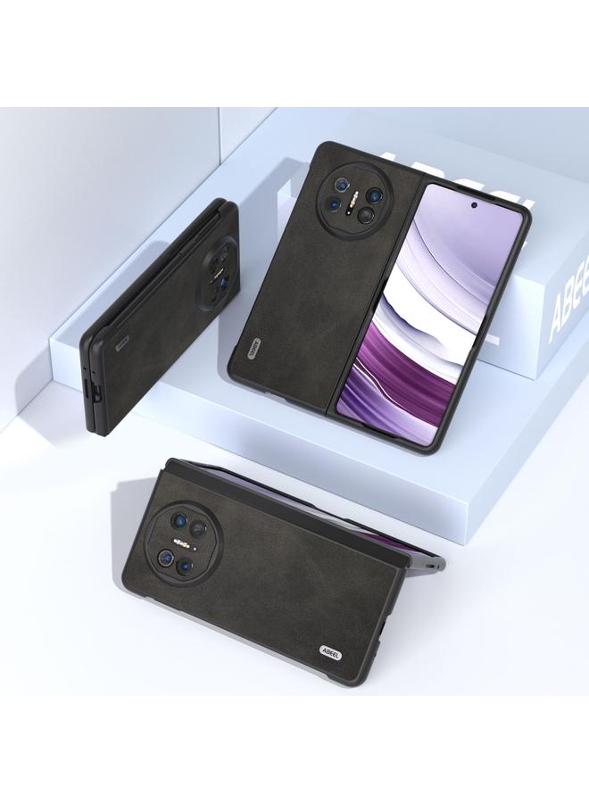 اس-توب جراب هاتف Huawei Mate X5 ABEEL أسود اللون من جلد العجل PU ذو حافة ثنائية اللون - Image 2