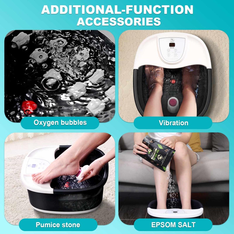 ECARBME Foot Spa Bath Massager with Heat, Foot Bath with 22 Massage Rollers, Temperature Control, Jets, Bubbles, Epsom Salt and Vibration, Pedicure Foot Spa for Relaxation - Black - Image 4