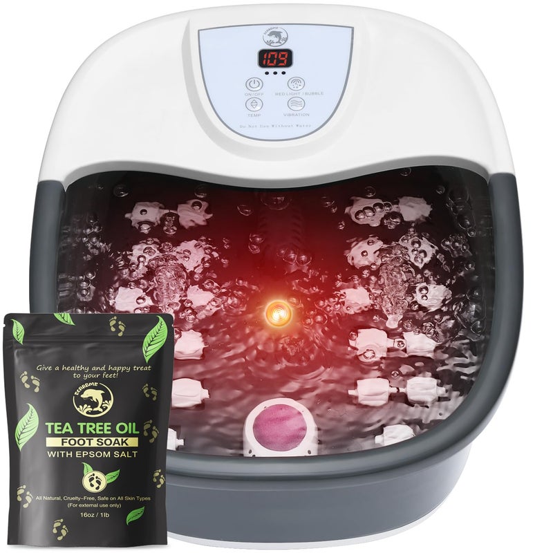 ECARBME Foot Spa Bath Massager with Heat, Foot Bath with 22 Massage Rollers, Temperature Control, Jets, Bubbles, Epsom Salt and Vibration, Pedicure Foot Spa for Relaxation - Black - Image 1