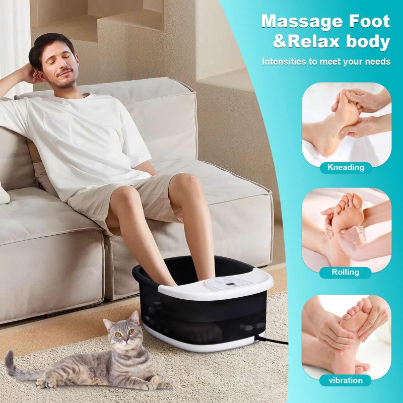 ECARBME Foot Spa Bath Massager with Heat, Foot Bath with 22 Massage Rollers, Temperature Control, Jets, Bubbles, Epsom Salt and Vibration, Pedicure Foot Spa for Relaxation - Black - Image 3