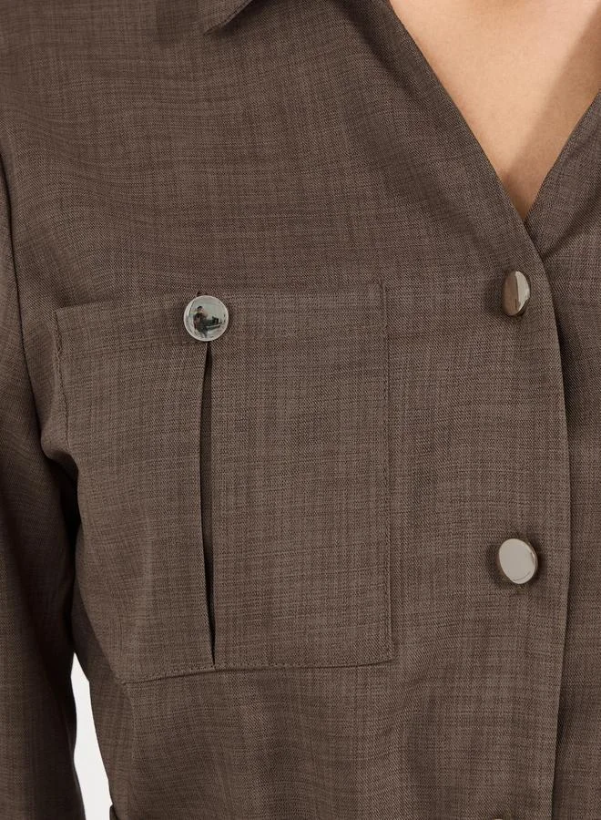 Styli Buttoned Collared Shirt with Tie Belt
