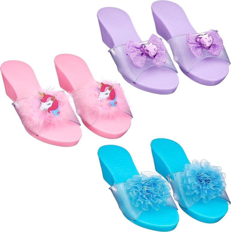 PRINCESS EXPRESSIONS Expressions 3-Pack Princess Shoes Set - Dress Up Royalty Kids Heels Slip On Shoes - Colorful Princess Dress Up Shoes, Pretend Play High Heels for Kids - Fits Toddler Size 7-10 - Image 2