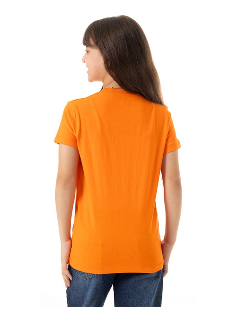 Andora Short Sleeves Printed Girls T-Shirt - Orange - Image 3