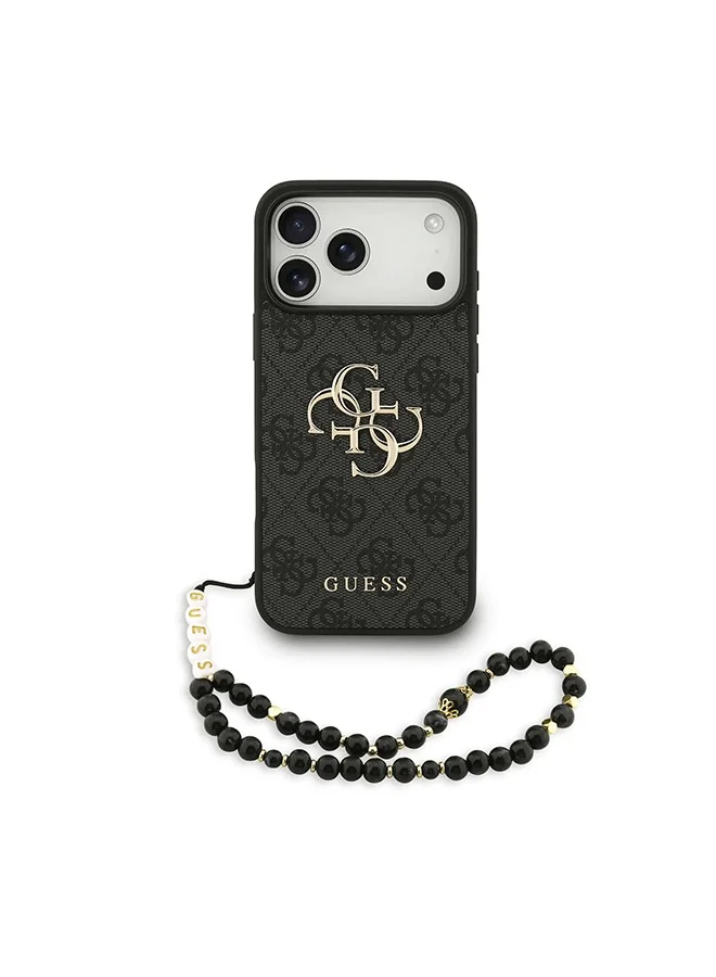 GUESS iPhone 17 Pro 4G PU Leather Case with Big 4G Classic Logo & Wrist Strap/ Ultra Slim / lightweight design / Easy Installation - Black