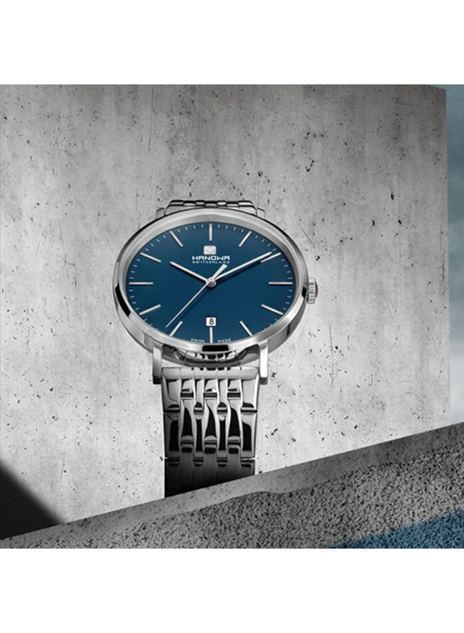 Hanowa  Brisen Blue Dial Silver Stainless Steel Bracelet Analog Watch for Men 41mm for Men | Best Price UAE