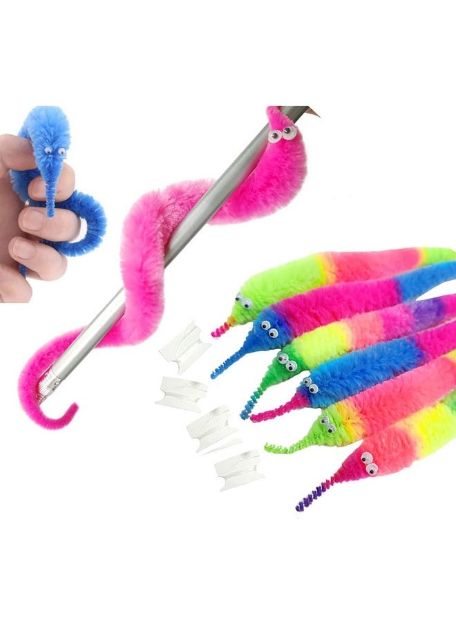 HOFASON - HOFASON Magic Twisty Worm Toy Wiggly Twisty Fuzzy Worms on a String,Fuzzy Worm Toys Fluffy Toy Worms Rainbow Worms on String Bulk Trick Toys,Wiggly Fuzzy Worms on a String (Catterpiller, 3, Count) - Image 1