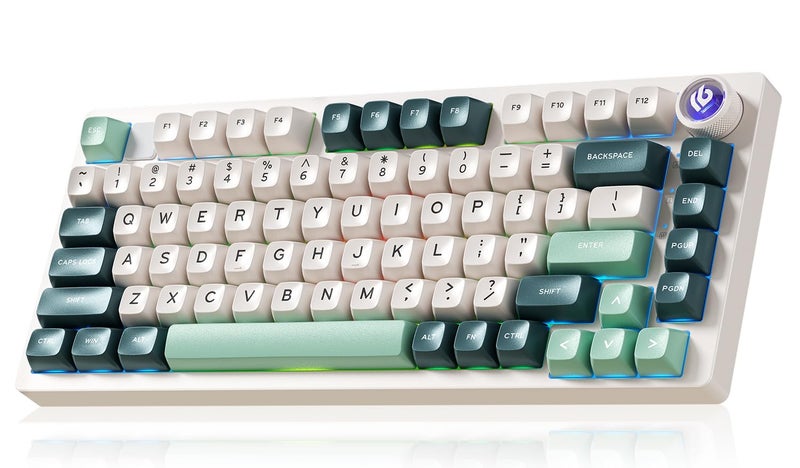 LEOBOG HI75C Pro Gaming Keyboard RGB Backlit BluetoothUSBCWireless Mechanical Keyboard Hot Swappable Creamy Keyboards for PCMACWindows Gamer Ice Vein Switch Green