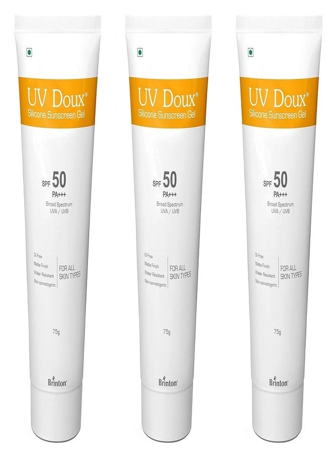 بريتون جل واقي من الشمس UV Doux بعامل حماية 50 PA+++ | حماية واسعة النطاق من الأشعة فوق البنفسجية UVA وUVB | لا يترك طبقة بيضاء | خالٍ من البنزين | معتمد من أطباء الجلدية | لا يسد المسام | مقاوم للماء | مناسب للبشرة الدهنية والمعرضة لحب الشباب والحساسة | 75 غرام × 3 - Image 1