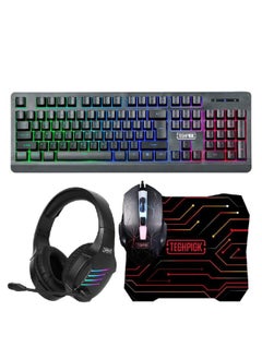 TECHPICK Techpick CM421 4-in-1 Gaming Membrane Keyboard Wired for Gaming Laptop/Gaming Desktop Computer/Gaming CPUBlack  - Image 1