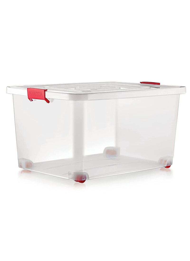 Konquer TimeS Konquer TimeS Large Plastic Multipurpose Stackable Storage Box with Lid Handles Wheels Transparent 415 Cm x 308 Cm x 206 Cm 16 Litres  - Image 5