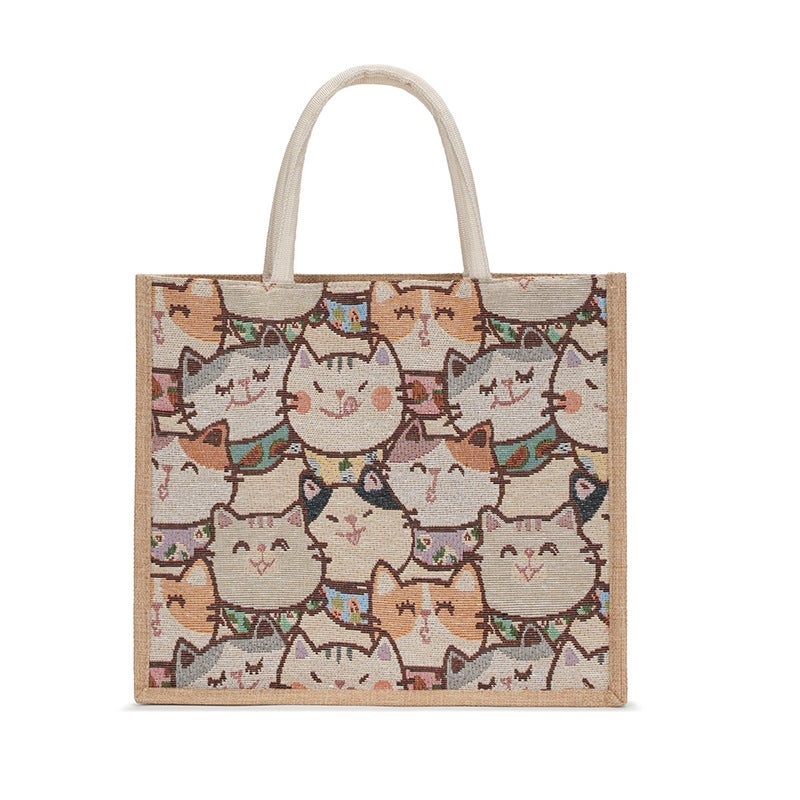 Tote Bag, Shoulder Bag, Women'S Canvas Cartoon Commuter Bag, Sale, Cotton And Linen Material, Crossbody, Handbag, Cute And Fun - Image 1