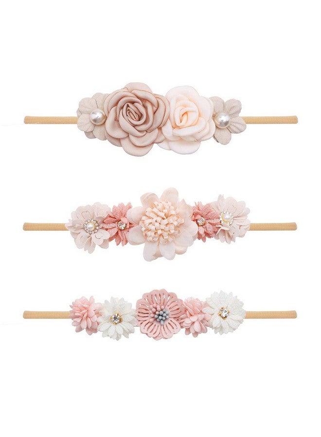 mligril Baby Headbands Set Flower Hair Bows Accessorieselastic Hair Band Crown Floral Wraps Birthday Gifts For Girls Newborn Infant Toddler 3Pcs - Image 1