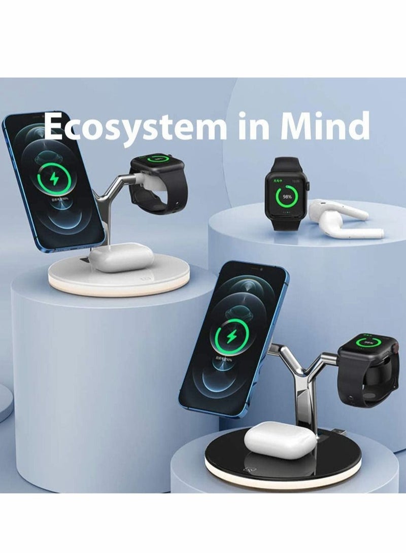 Excefore 3-in-1 Wireless Charger Magnetic Safe for All Smartwatch & Wireless Headphones Charging Case, Adjustable Magic Light - Image 5