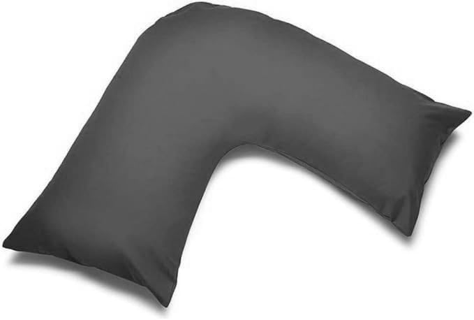 EASY CARE V SHAPED PILLOWCASE PLAIN DYED POLYCOTTON MACHINE WASHABLE V PILLOW COVER PACK OF 1 GREY