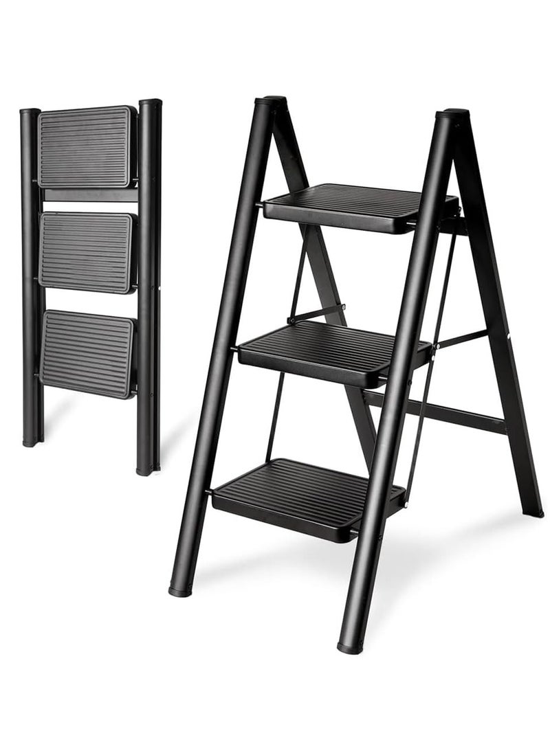 0TO1 TECH Step Ladder, 3 Steps Full Steel Folding Step Stool, Sturdy Small Step Stool for Adults,Closet Step Stool Ladder with Anti-Slip Wide Pedals, Multi-use Kitchen Ladder for Home,Bearing capacity 150kg  - Image 1