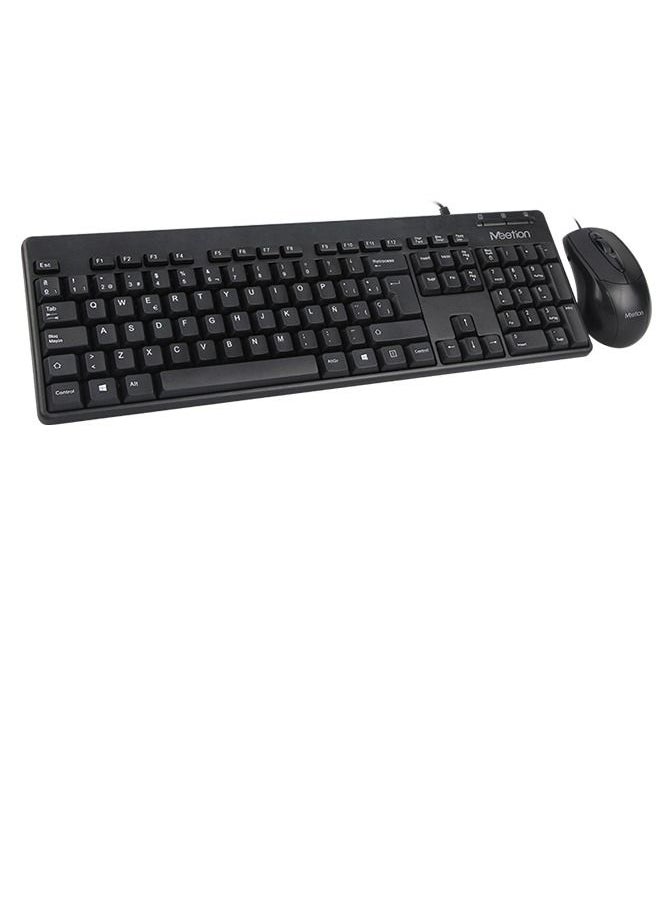 Meetion - Office Wired Mouse and Keyboard Combo AT100   Classic fullsize layout - Image 1
