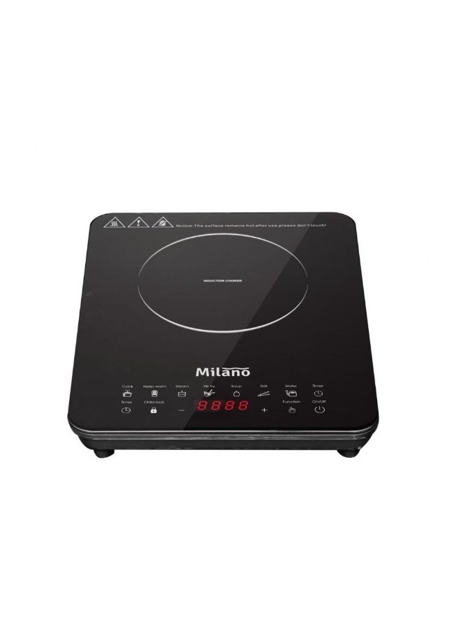 DANUBE HOME Milano 2000W Induction Cooker With Polished Crystal Plate - Black Finish Sensor Touch With 7 Cooking Modes Fast Heating & Energy-Efficient Induction| Compact & Safe Induction - (35X28X7) Cm  - Image 1