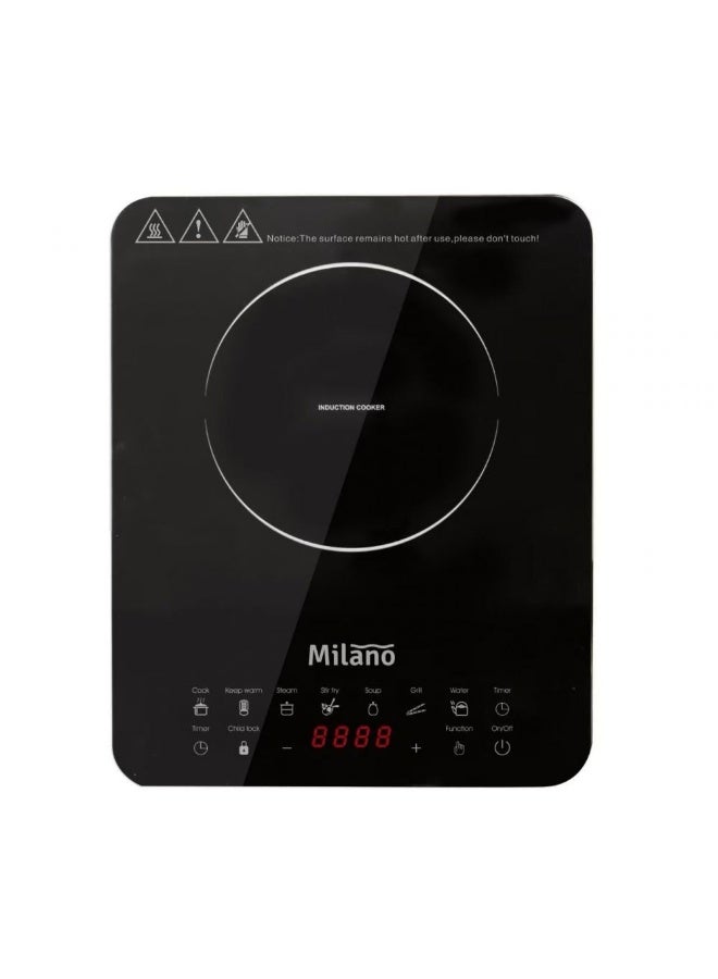 DANUBE HOME Milano 2000W Induction Cooker With Polished Crystal Plate - Black Finish Sensor Touch With 7 Cooking Modes Fast Heating & Energy-Efficient Induction| Compact & Safe Induction - (35X28X7) Cm  - Image 2