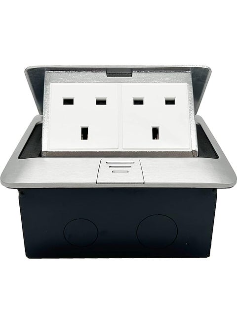 promass Pop up Electrical Outlet Cover Box, Floor sockets Table Waterproof IP20 220v, 2 Sockets Power Plugs, for Table Office Desktop Restaurant Kitchen Cafe Countertop, Silver