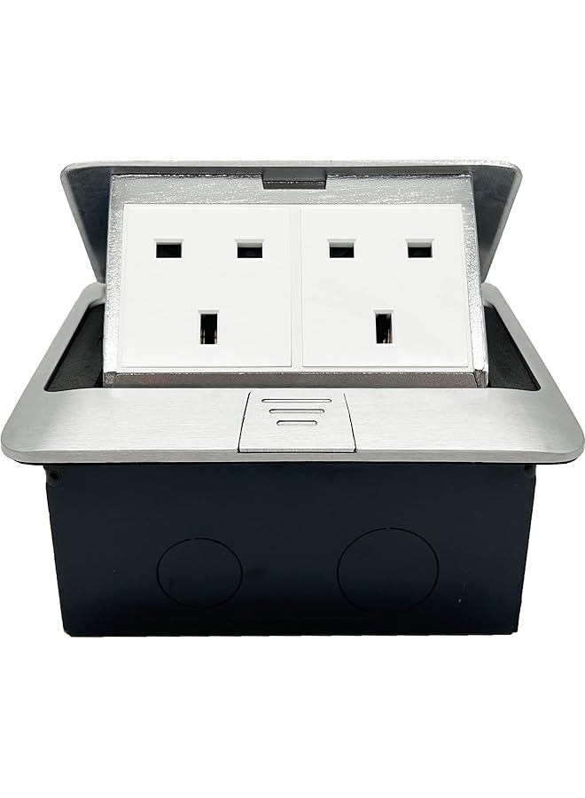 promass Pop up Electrical Outlet Cover Box, Floor sockets Table Waterproof IP20 220v, 2 Sockets Power Plugs, for Table Office Desktop Restaurant Kitchen Cafe Countertop, Silver - Image 1