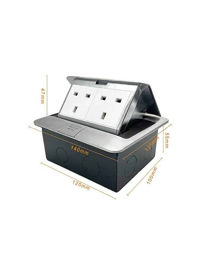 promass Pop up Electrical Outlet Cover Box, Floor sockets Table Waterproof IP20 220v, 2 Sockets Power Plugs, for Table Office Desktop Restaurant Kitchen Cafe Countertop, Silver - Image 2