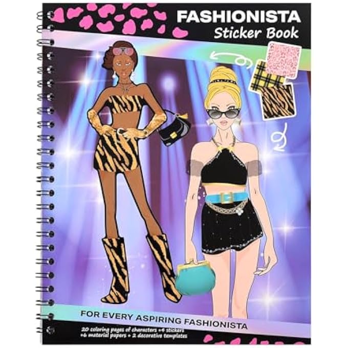 GIRLS DRESS UP GAME STICKER BOOK, 20 PAGES DRESS UP COLORING BOOK FOR GIRL, FASHION SKETCHBOOK AND STICKER BOOKS FOR KIDS - Image 1