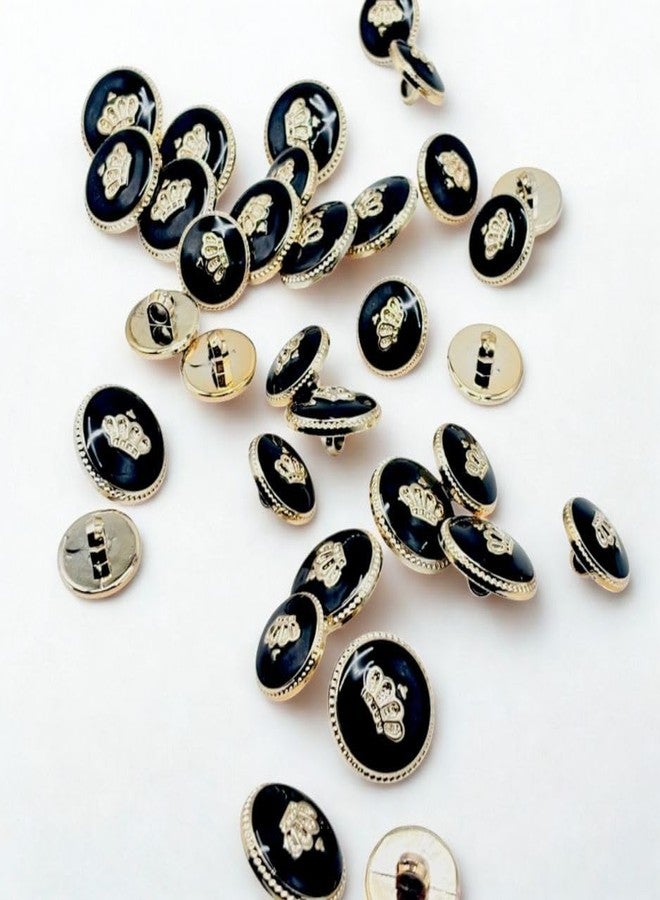 REENA Black Crown 6+6 Big + Small pc Fancy Synthetic Resin PVC Material Button Designer Buttons for Coats Shirts Blazers (Black Crown 6+6 pc PVC) - Image 4