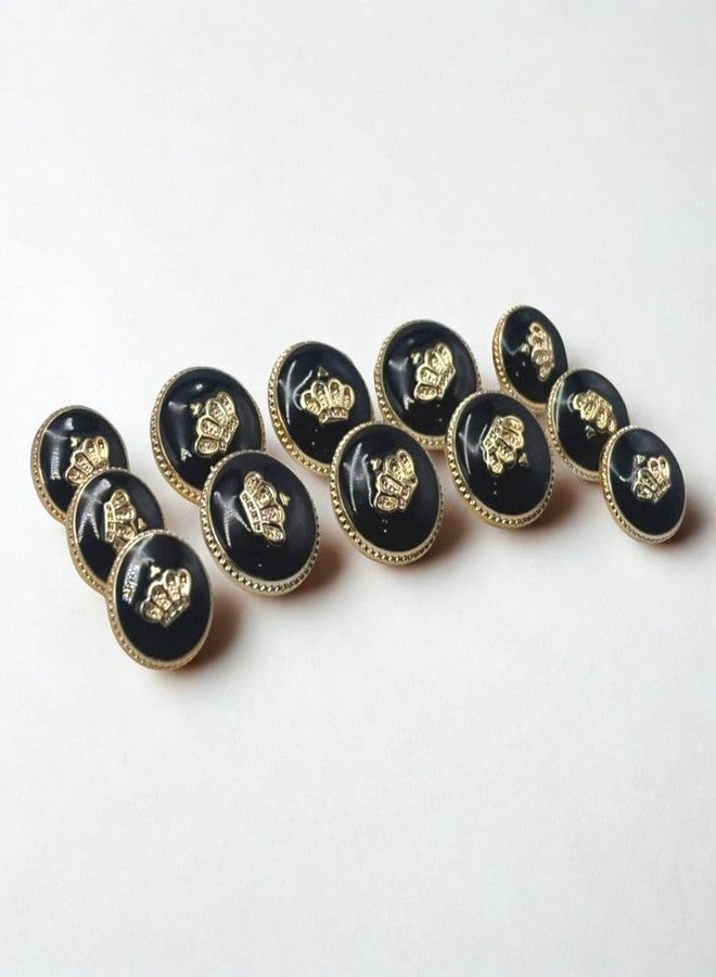 REENA Black Crown 6+6 Big + Small pc Fancy Synthetic Resin PVC Material Button Designer Buttons for Coats Shirts Blazers (Black Crown 6+6 pc PVC) - Image 5