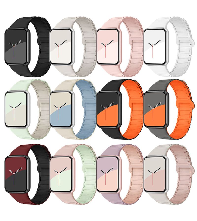 4 أحزمة سيليكون مغناطيسية فضية اللون متوافقة مع ساعات Redmi Watch 5 وWatch 4 وXiaomi Mi Band 9 Pro وMi Band 8 Pro، بتصميم أنيق وبسيط وحرفية دقيقة. - Image 2