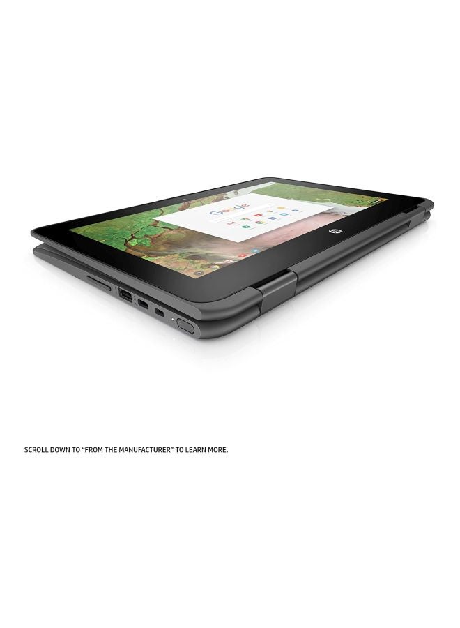 HP كروم بوك x360-11-ae040nr قابل للتحويل 2 في 1 بشاشة مقاس 11.6 بوصة بمعالج سيليرون N3350 وذاكرة رام 4 جيجابايت وبطاقة ذاكرة eMMC بمحرك سعة 32 جيجابايت وبطاقة رسومات إنتل 500 بدقة عالية الوضوح ونظام تشغيل OS بإصدار عالمي اللغة الإنجليزية فضي - Image 5