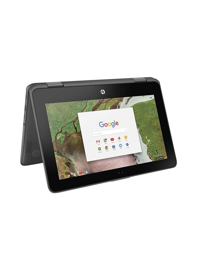 HP كروم بوك x360-11-ae040nr قابل للتحويل 2 في 1 بشاشة مقاس 11.6 بوصة بمعالج سيليرون N3350 وذاكرة رام 4 جيجابايت وبطاقة ذاكرة eMMC بمحرك سعة 32 جيجابايت وبطاقة رسومات إنتل 500 بدقة عالية الوضوح ونظام تشغيل OS بإصدار عالمي اللغة الإنجليزية فضي - Image 1
