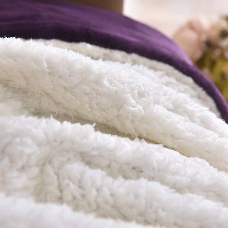 NANPiper Sherpa Blanket - Twin Size Thick Velvet Plush Reversible Bed Blanket for Winter - Purple (60"x80") - Image 4