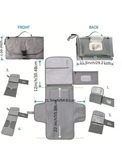 Little tots Portable Diaper Changing Pad - Baby Changing Pad & Diaper Changer Travel Bag, Smart Design Baby Changing Mat, Portable Changing Pad for Baby - Baby Changing Station, Grey  - Image 2