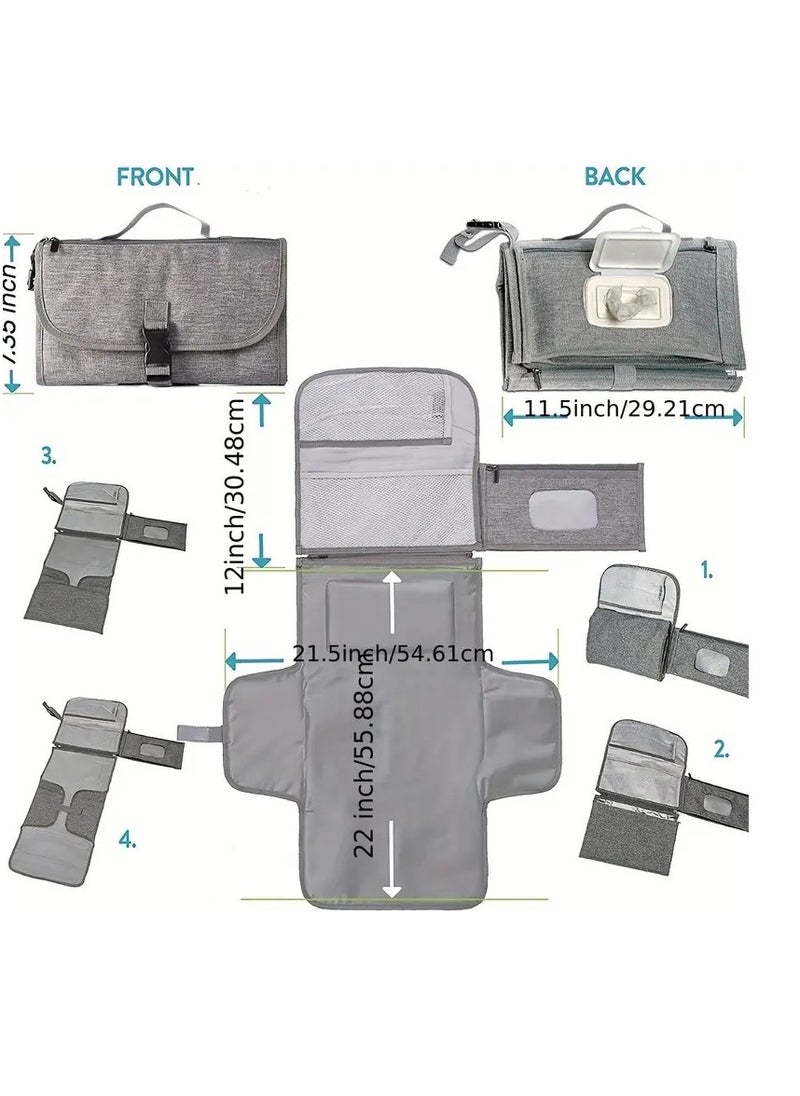 Little tots Portable Diaper Changing Pad - Baby Changing Pad & Diaper Changer Travel Bag, Smart Design Baby Changing Mat, Portable Changing Pad for Baby - Baby Changing Station, Grey  - Image 2