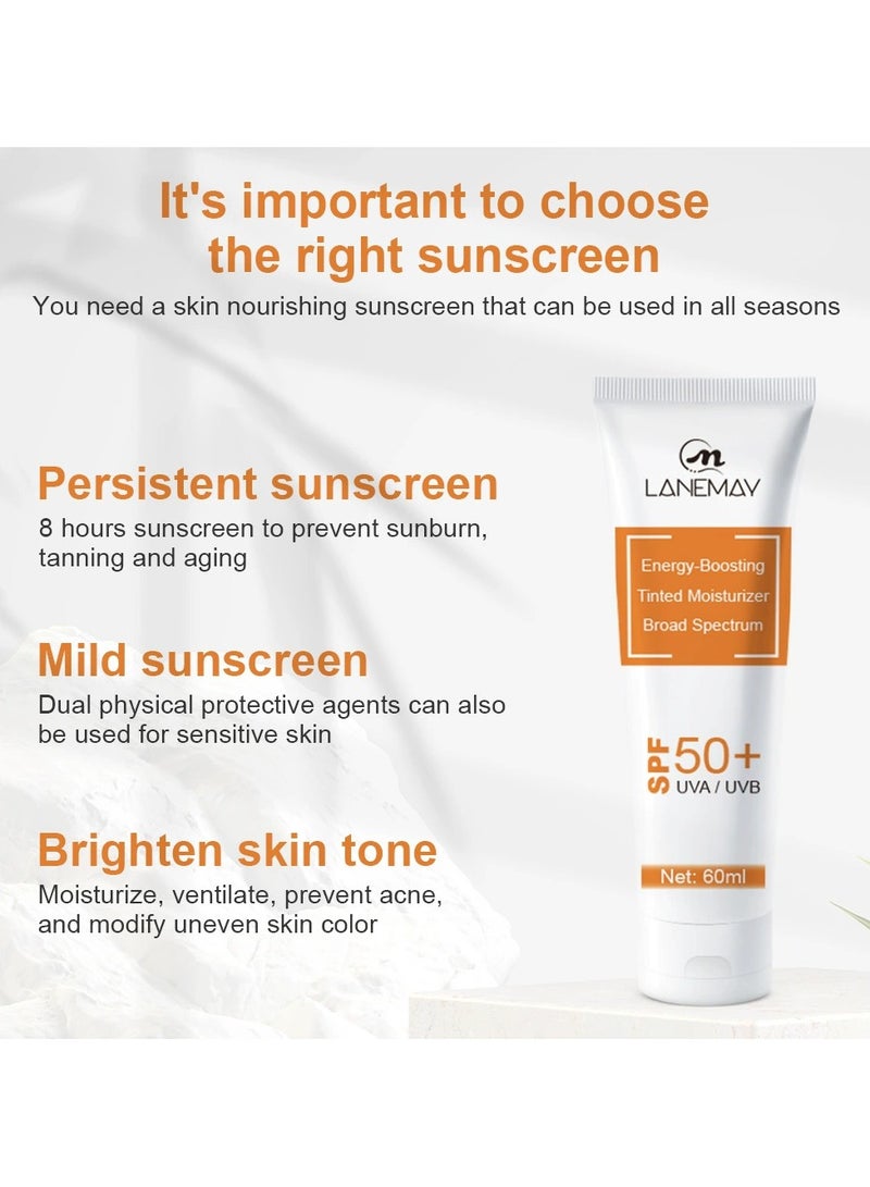 LANEMAY Sweat Resistant Sunscreen SPF50 – Lightweight Gentle Hydrating Brightening Cream, Concealing & Isolation Formula - Image 3