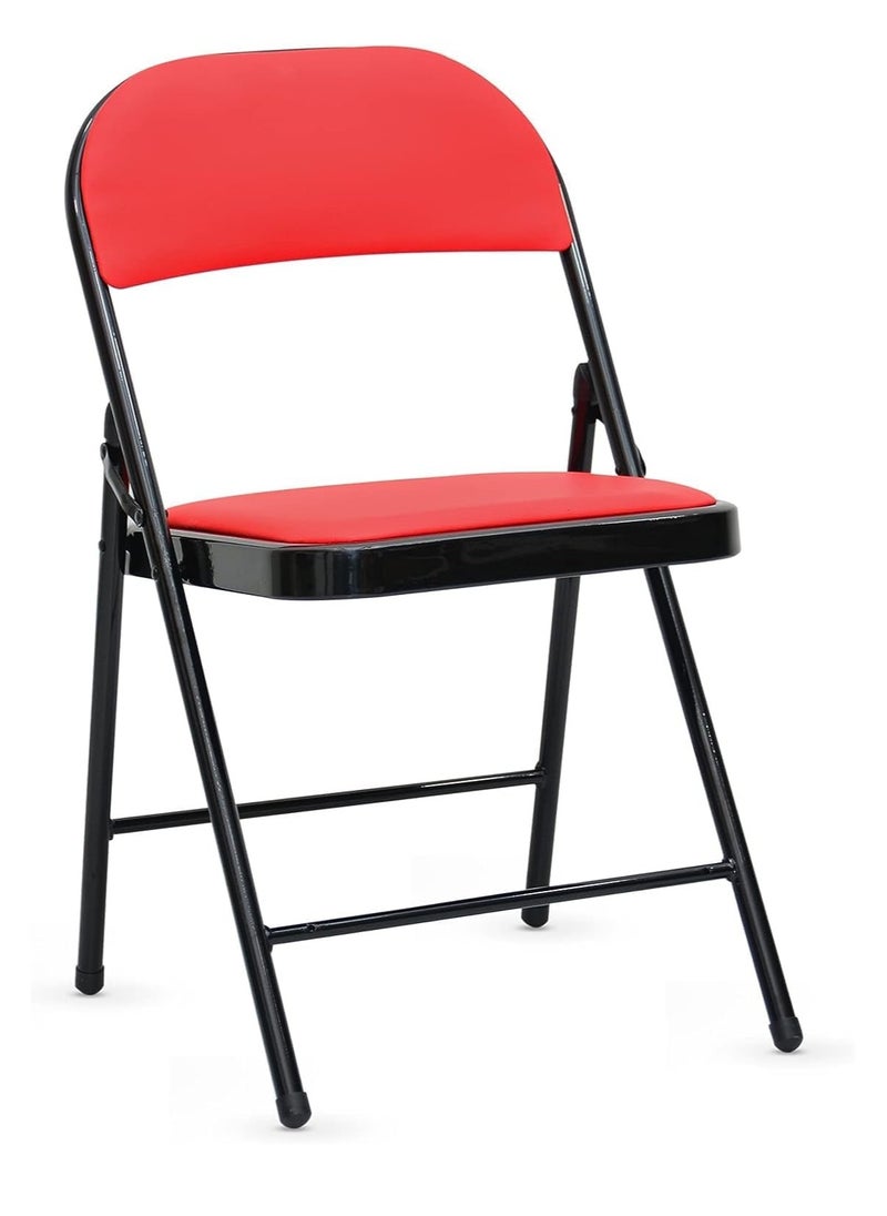 SILA Folding Chair With Padded Seats Multi-Functional Portable Chair For Home Dining, Office, Outdoor & Fishing Color RED  - Image 1