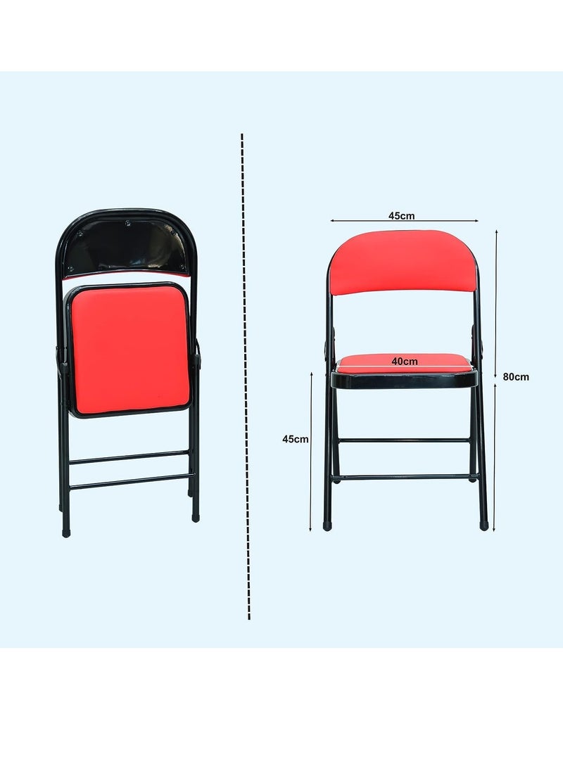 SILA Folding Chair With Padded Seats Multi-Functional Portable Chair For Home Dining, Office, Outdoor & Fishing Color RED  - Image 2