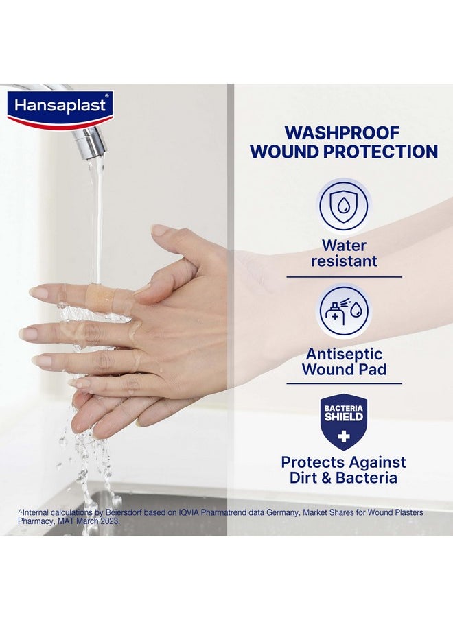 Hansaplast Antiseptic Washproof Bandage for injury & wounds | 100 Strips | First Aid | Water resistant | Provides Comfort to the Wound in Water | For Kids & Adults