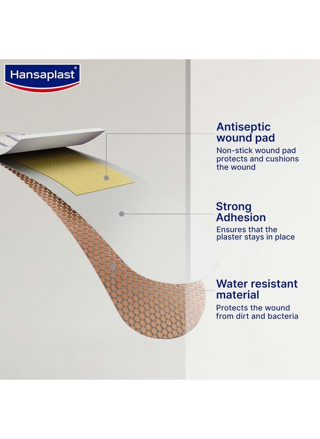 Hansaplast Antiseptic Washproof Bandage for injury & wounds | 100 Strips | First Aid | Water resistant | Provides Comfort to the Wound in Water | For Kids & Adults