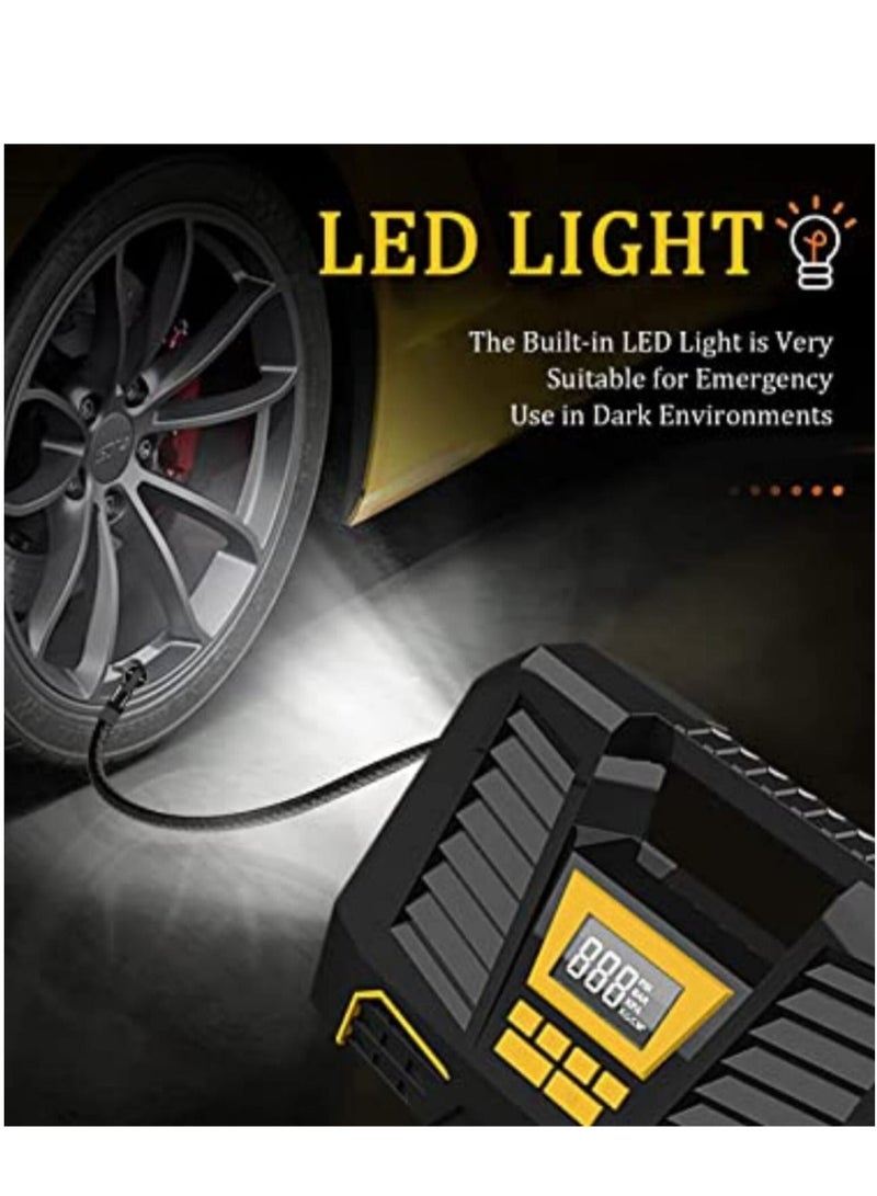 Portable Air Compressor Tire Inflator with Emergency Led Light for Automobiles Bicycles Bike Small Truck Basketball Balloons and Other Inflatables - Image 3